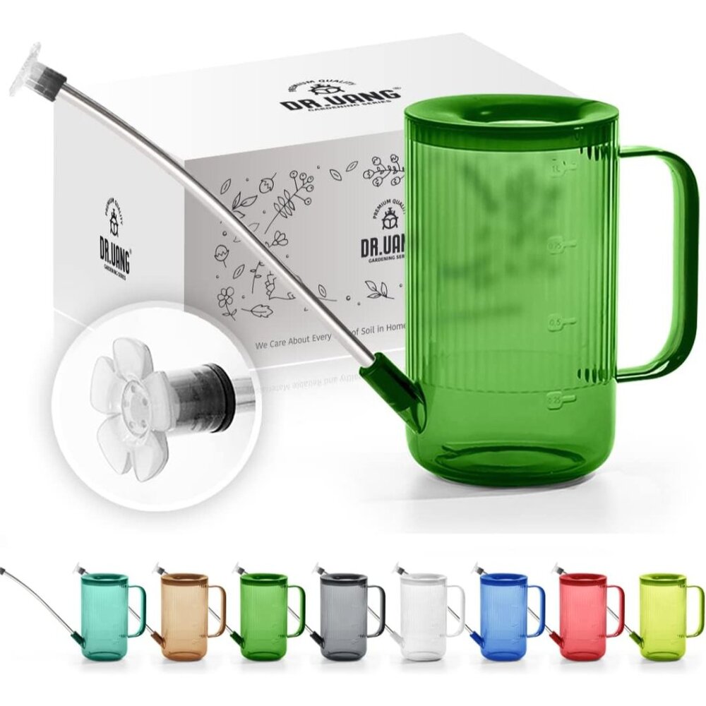Small Watering Can Indoor Plants with Long Spout 1L, Green
